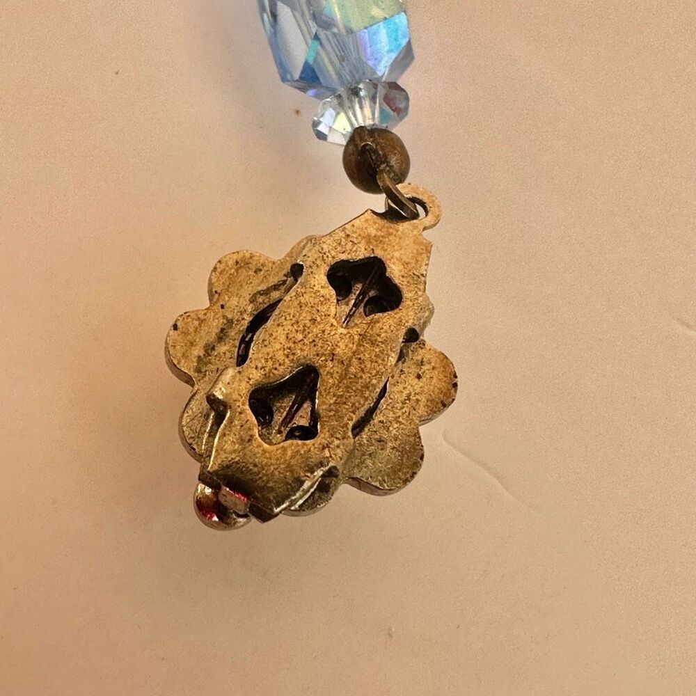 blue aurora borealis crystal vintage necklace - Picture 4 of 11
